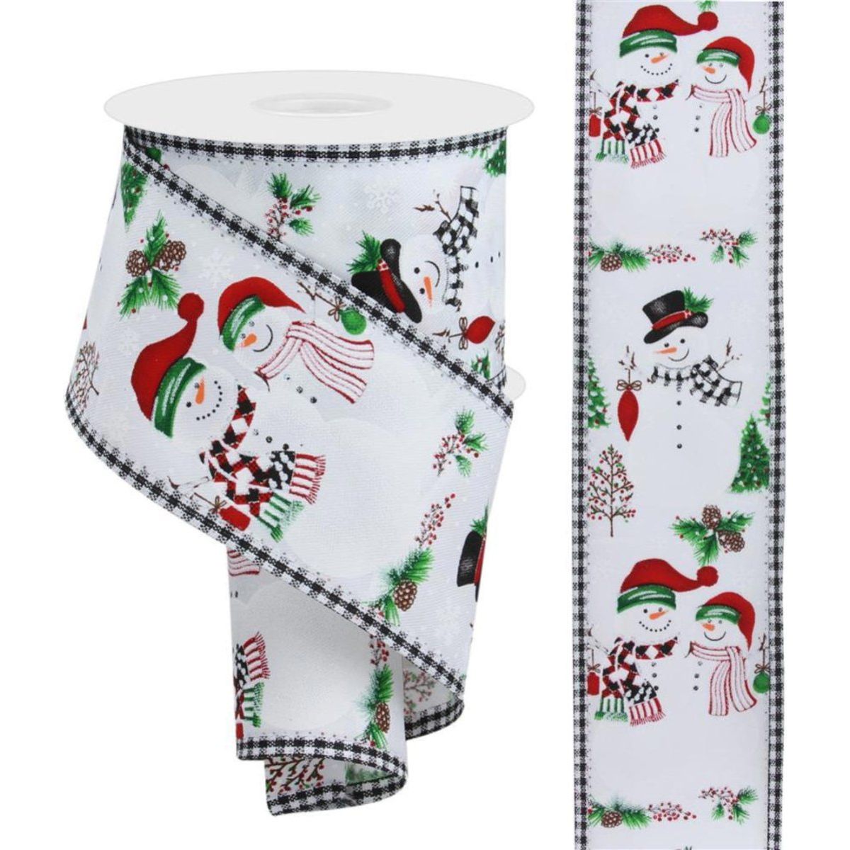Shop For 2.5" Snowman Ornaments Gingham Ribbon: White (10 Yards)