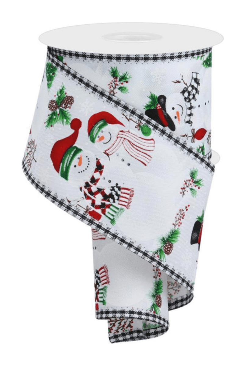 Shop For 2.5" Snowman Ornaments Gingham Ribbon: White (10 Yards)