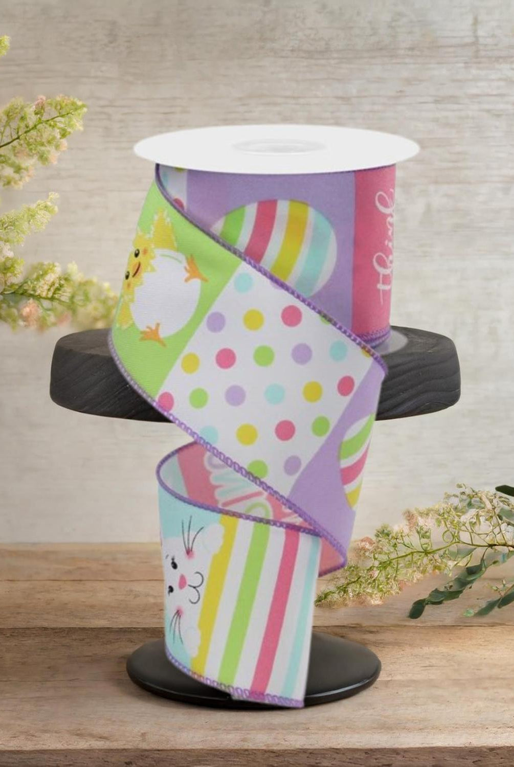 Shop For 2.5" Spring Bunny Chick Block Ribbon: White (10 Yards)