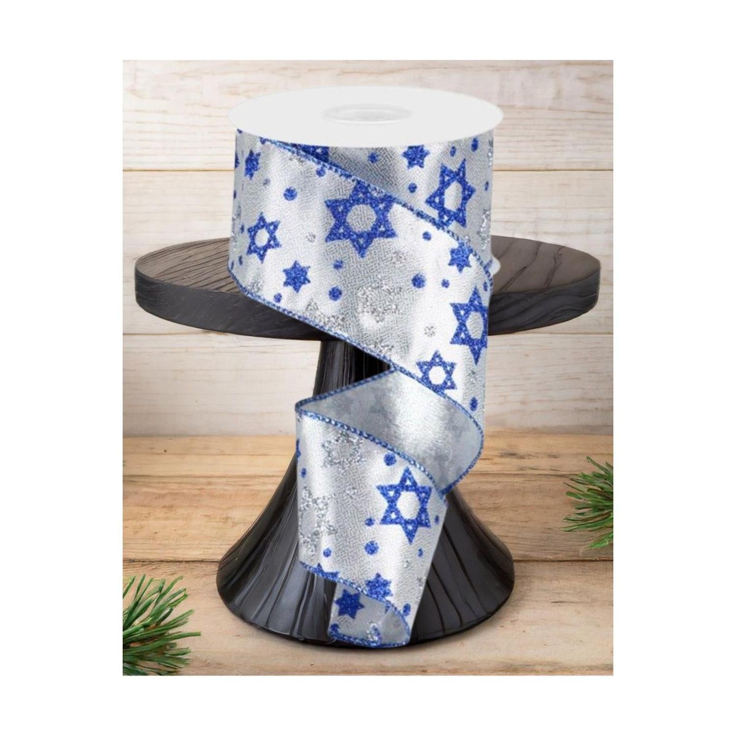 Shop For 2.5" Star of David Metallic Ribbon: Silver (10 Yards)