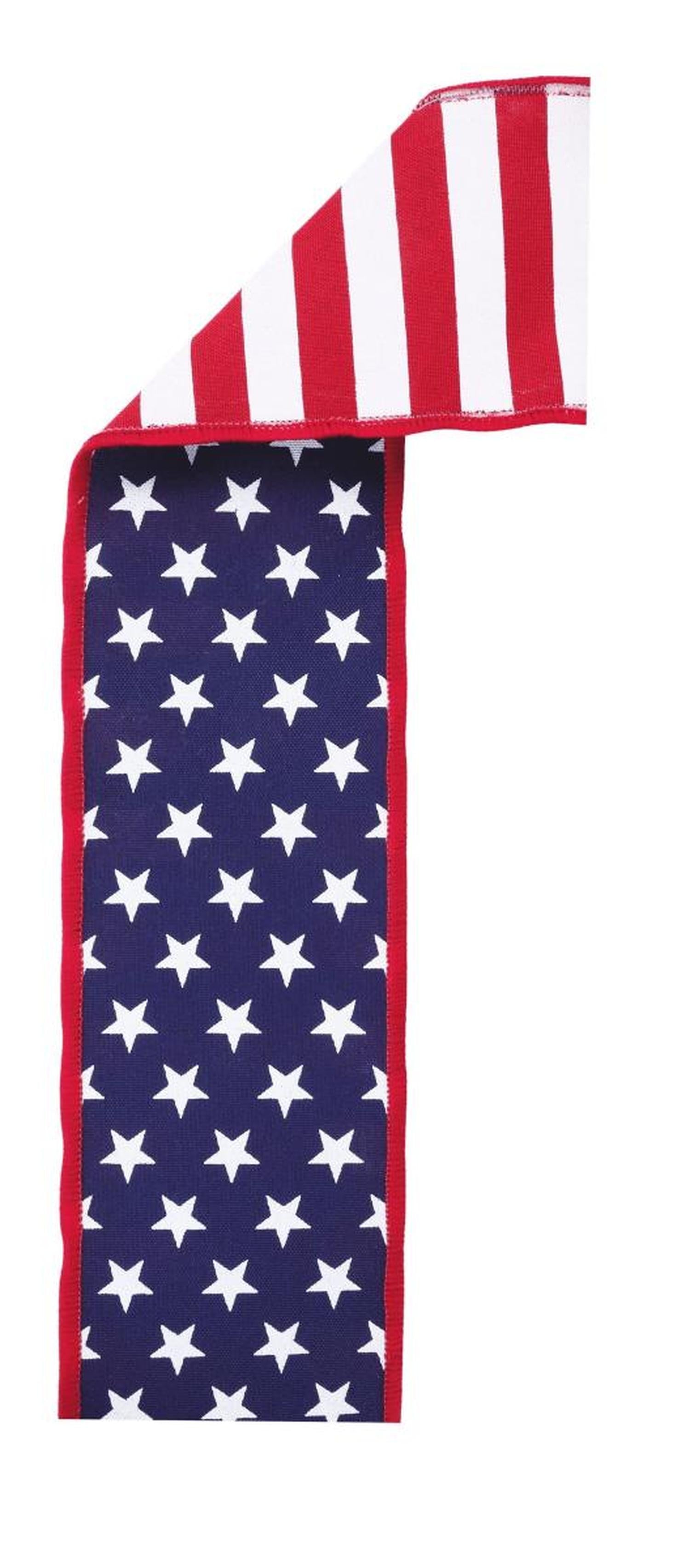 2.5 Stars and Stripes Fused Back Ribbon: Navy Blue (10 Yards)