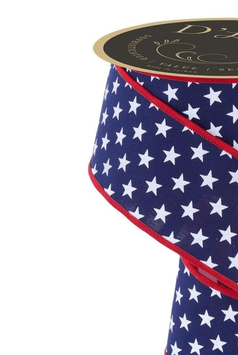 Shop For 2.5 Stars and Stripes Fused Back Ribbon: Navy Blue (10 Yards)