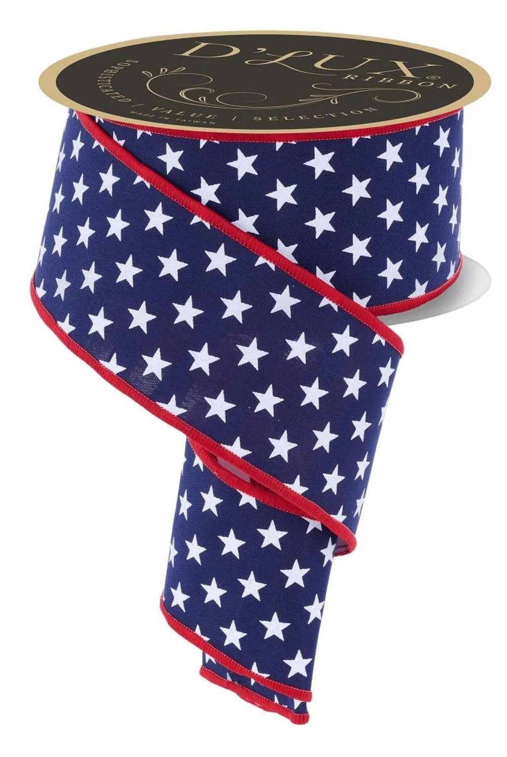 2.5 Stars and Stripes Fused Back Ribbon: Navy Blue (10 Yards)