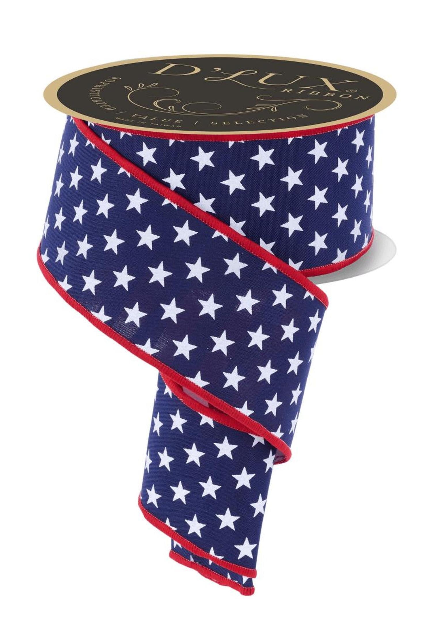 2.5 Stars and Stripes Fused Back Ribbon: Navy Blue (10 Yards)