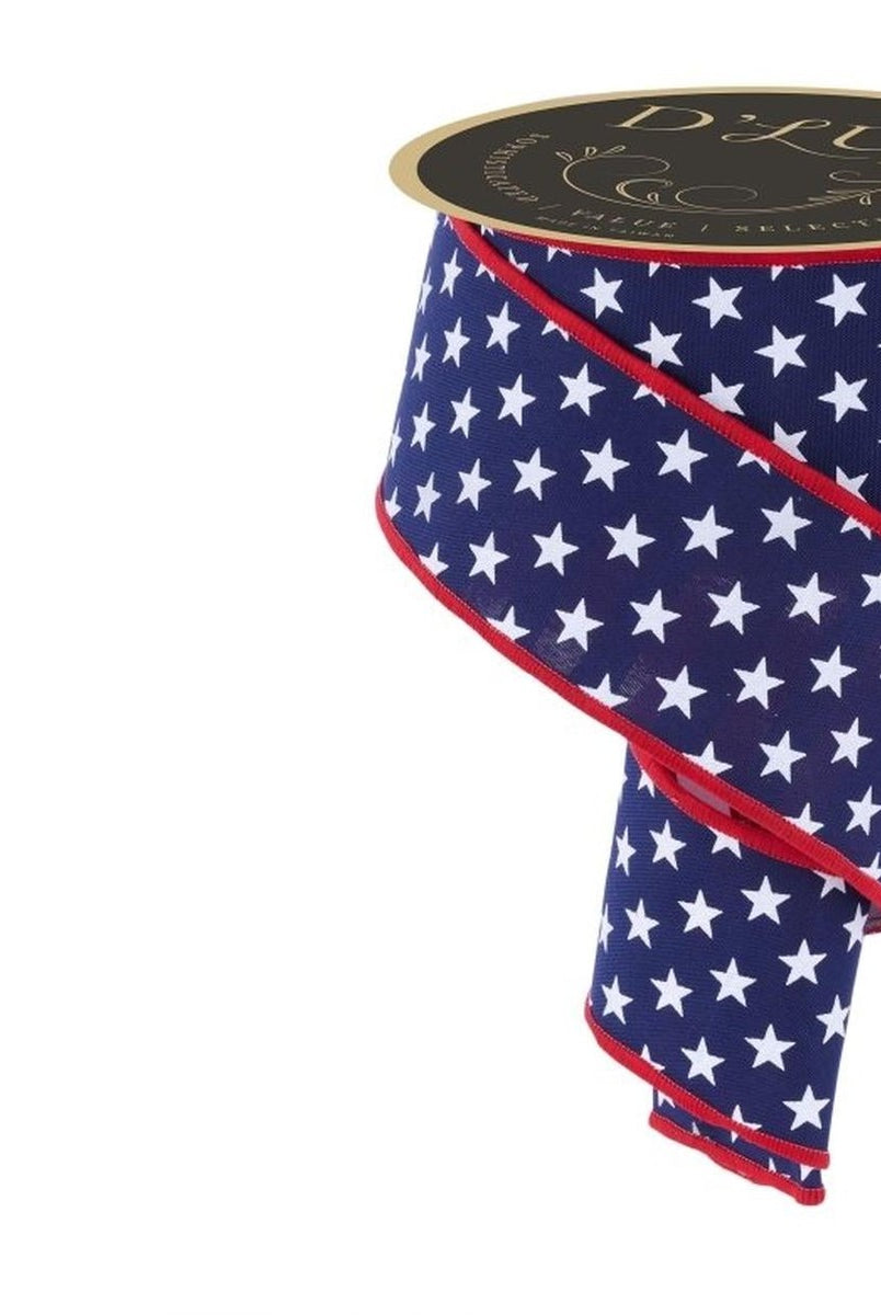 Shop For 2.5 Stars and Stripes Fused Back Ribbon: Navy Blue (10 Yards)