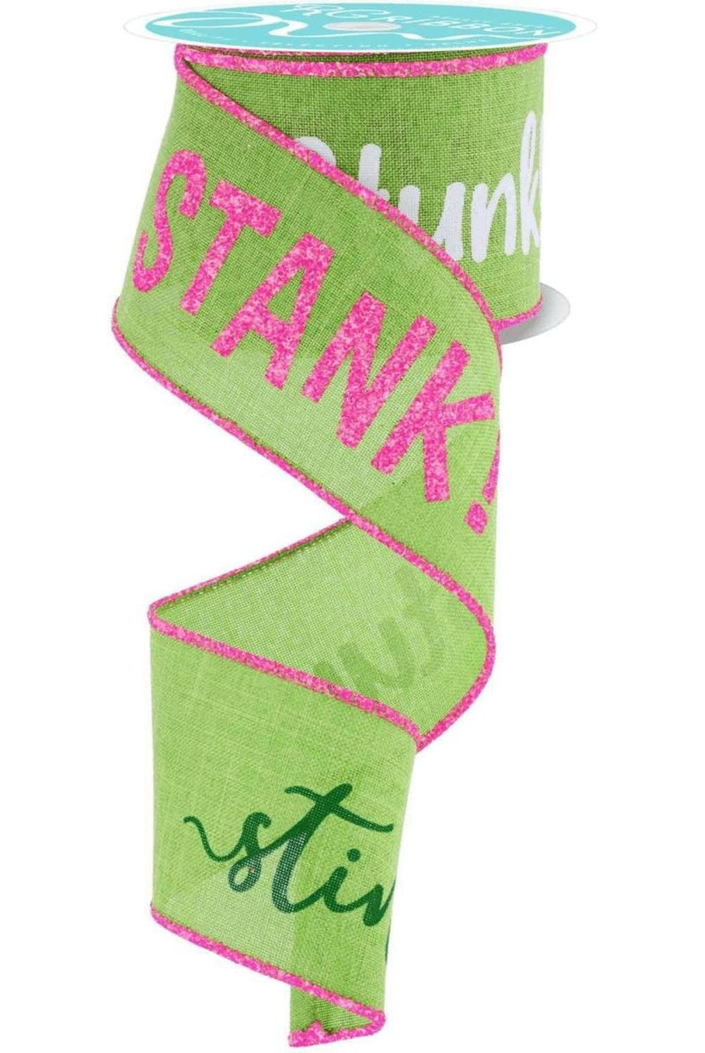 2.5" Stink Stank Stunk Ribbon: Pink/Green (10 Yards)