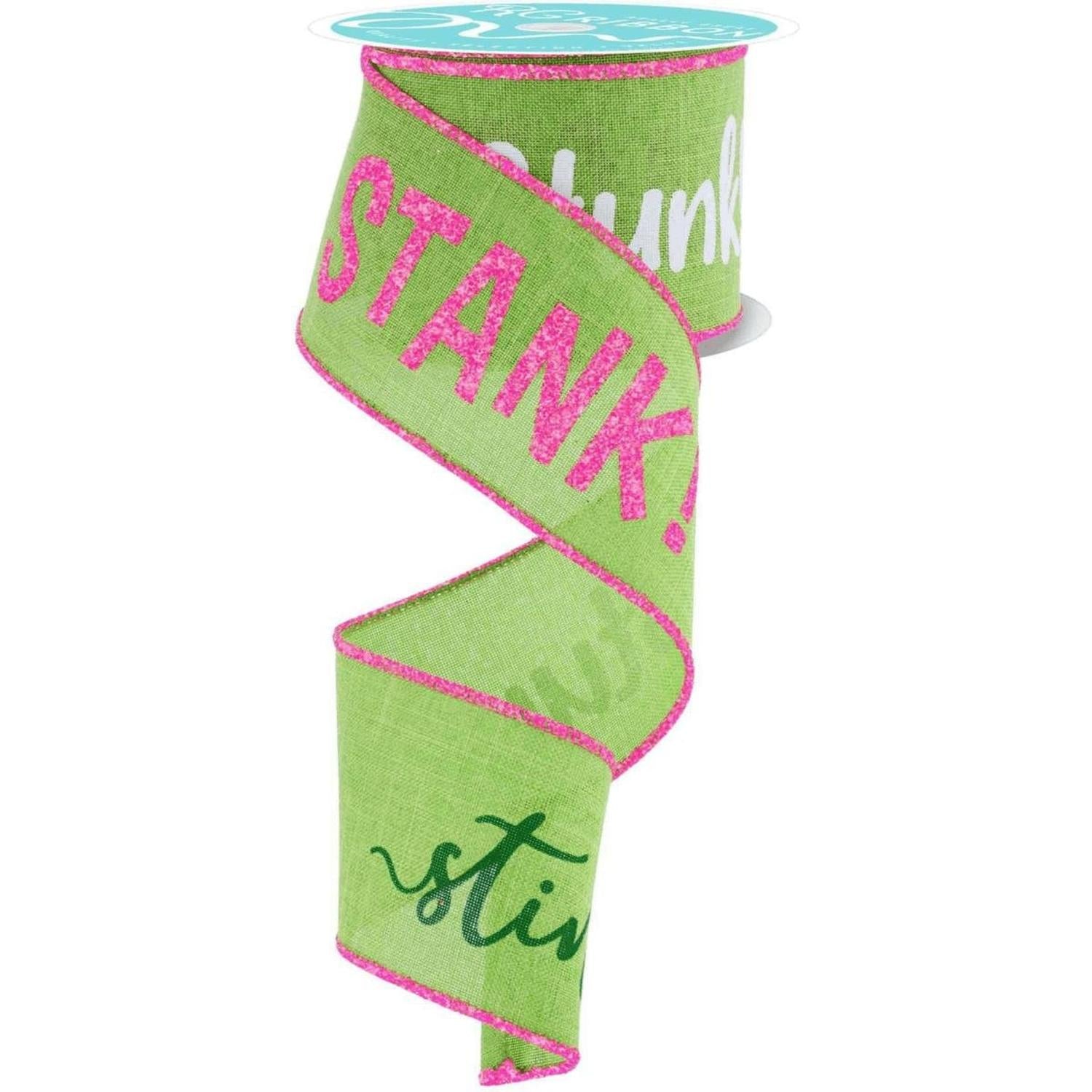 2.5" Stink Stank Stunk Ribbon: Pink/Green (10 Yards)