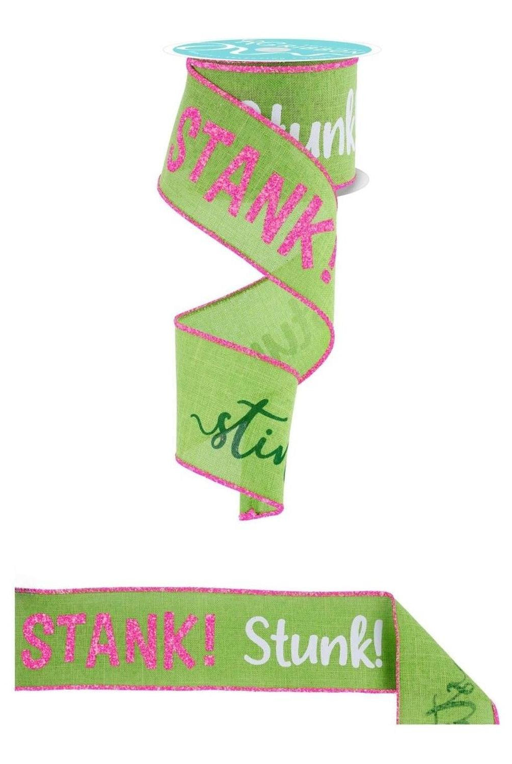 2.5" Stink Stank Stunk Ribbon: Pink/Green (10 Yards)