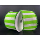 Shop For 2.5" Stripe Tinsel Edge Ribbon: Lime & White (10 Yards) at Michelle's aDOORable Creations