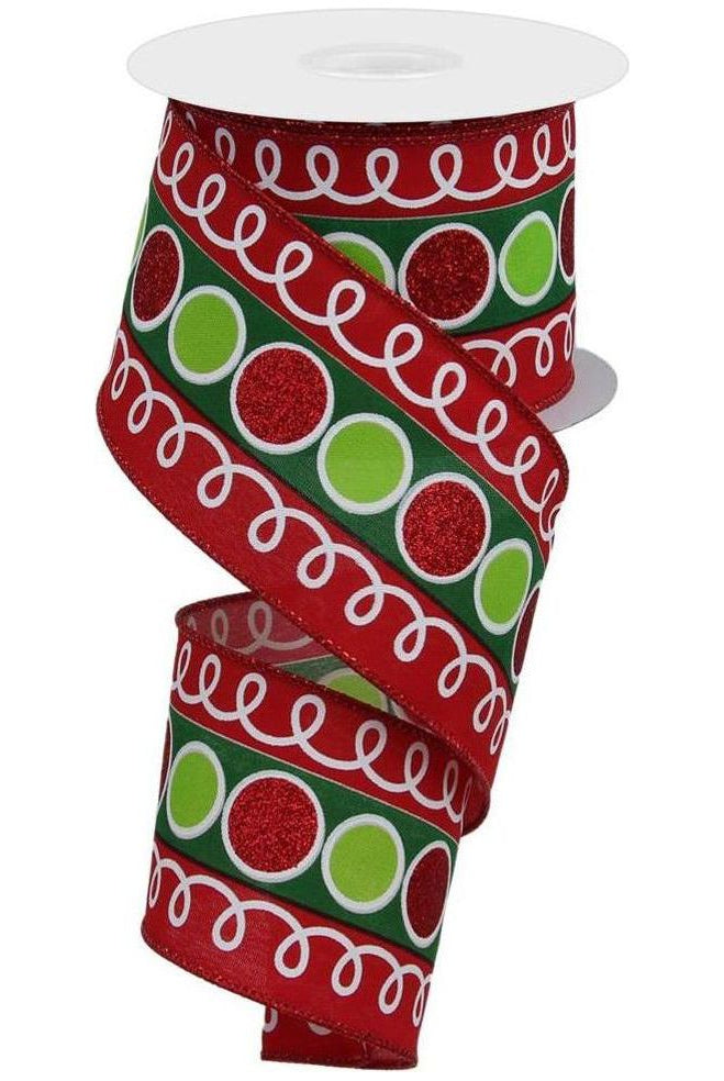 Shop For 2.5" Striped Glitter Circle Loops Ribbon: Red (10 Yards)