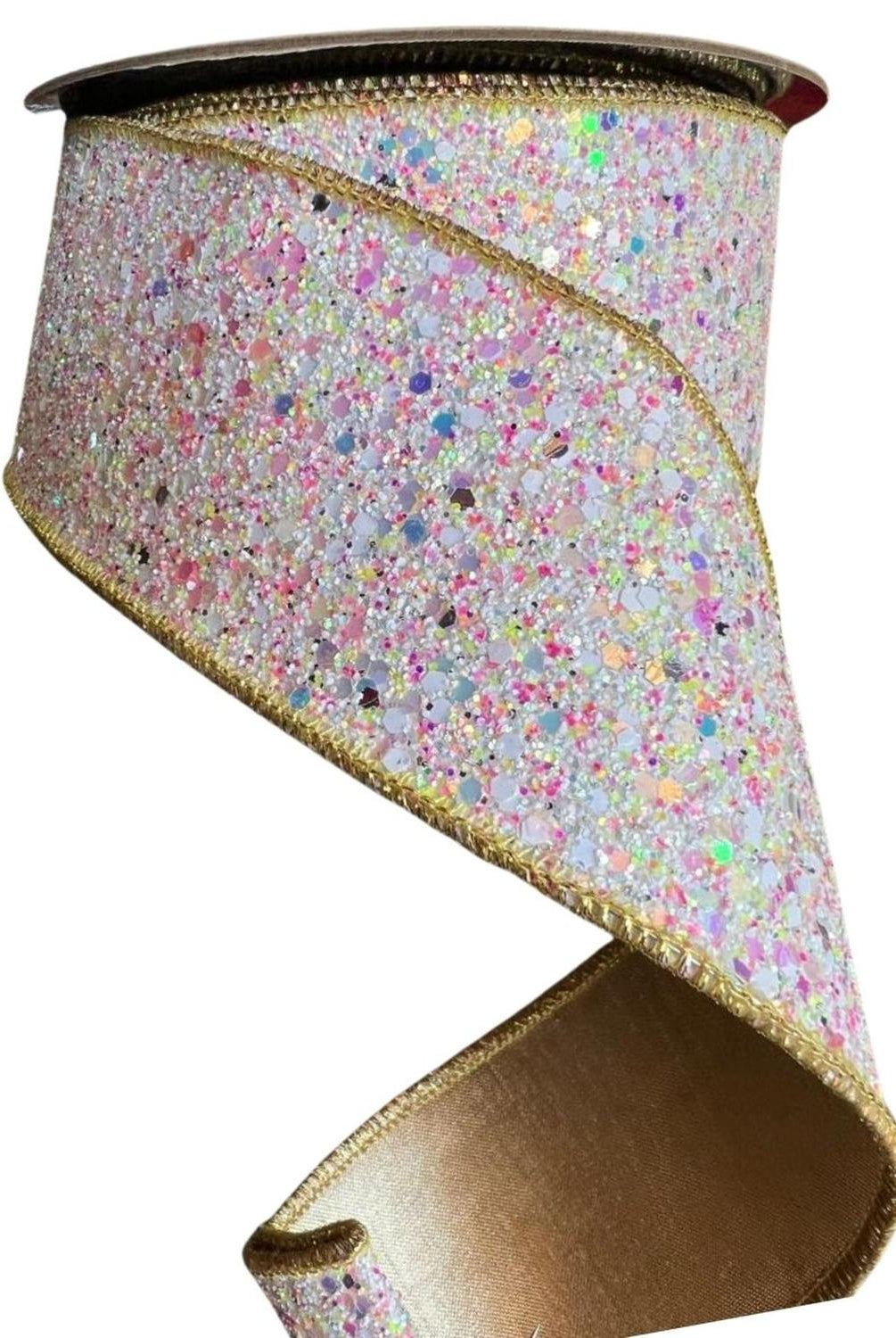 2.5" Sugar Plum Glitter Ribbon: Icy Iridescent (10 Yards)