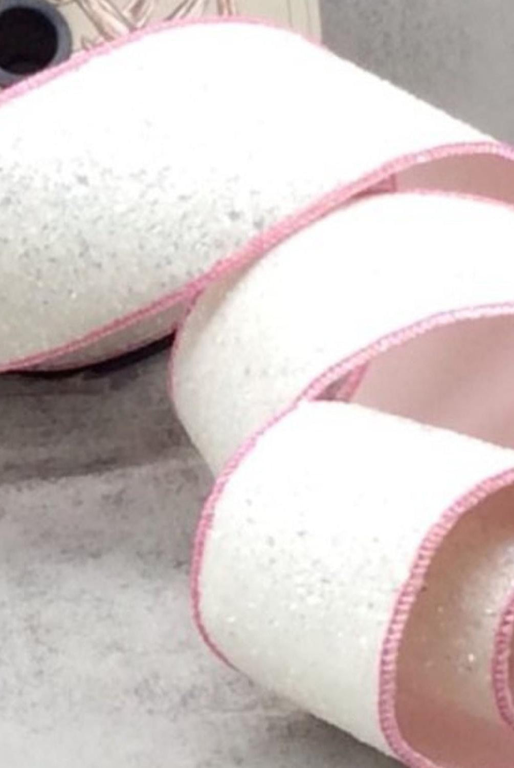 2.5" Sugar Plum Glitter Ribbon: Whispy White (10 Yards)