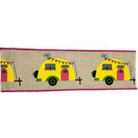Shop For 2.5" Summer Camper Ribbon: Lt Natural/Fuchsia (10 Yards)