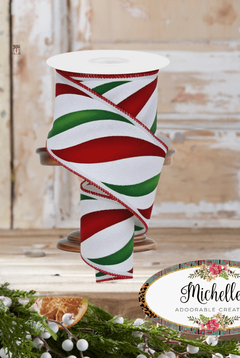 Shop For 2.5" Swirl Candy Stripe Ribbon: Red/Green (10 Yards)