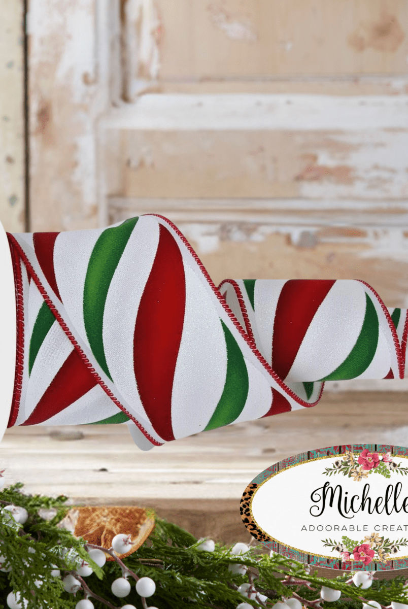 Shop For 2.5" Swirl Candy Stripe Ribbon: Red/Green (10 Yards)