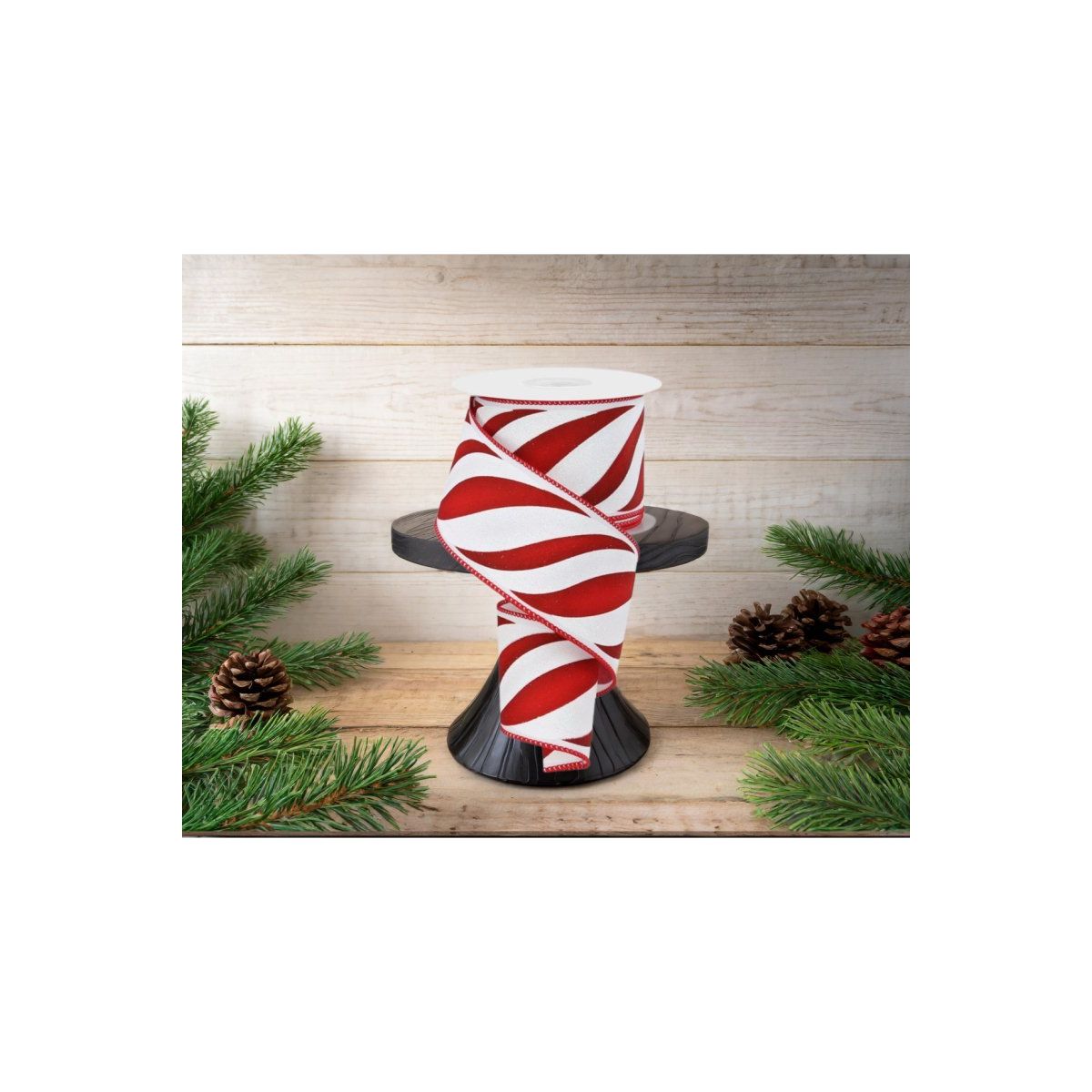 Shop For 2.5" Swirl Candy Stripe Ribbon: Red/White (10 Yards)