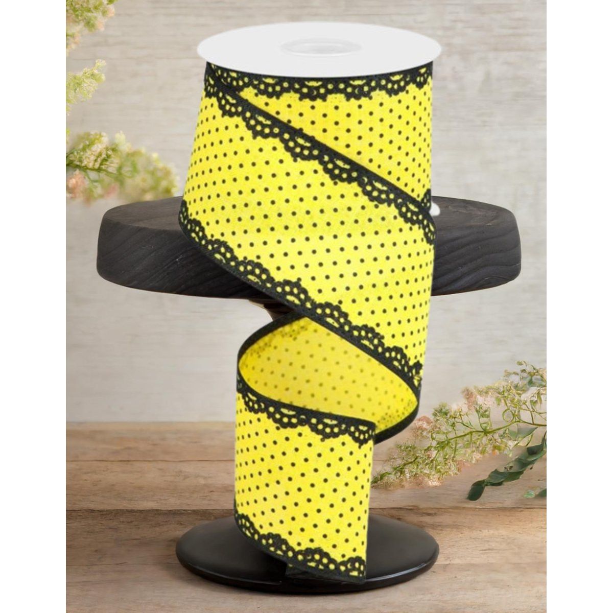 Shop For 2.5" Swiss Dots Lace Edge Ribbon: Sun Yellow (10 Yards)