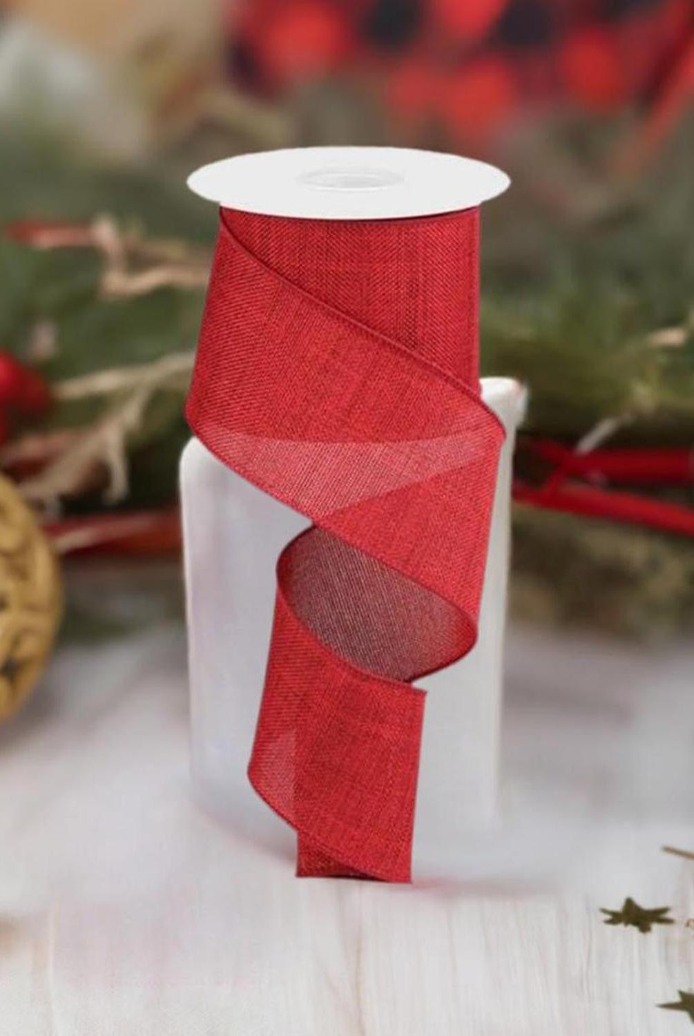 2.5" Thick Royal Burlap Ribbon: Dark Red (10 Yards)
