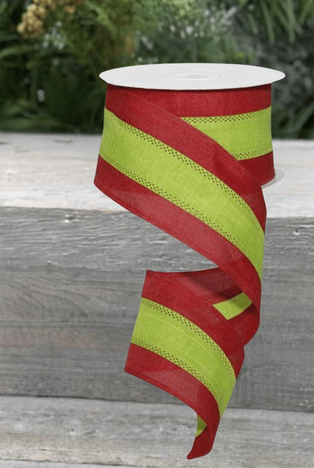 Shop For 2.5" Tricolor Striped Ribbon: Red/Lime Green (10 Yards)
