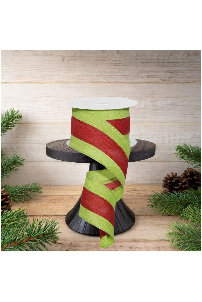 Shop For 2.5" Tricolor Striped Ribbon: Red/Lime Green (10 Yards)