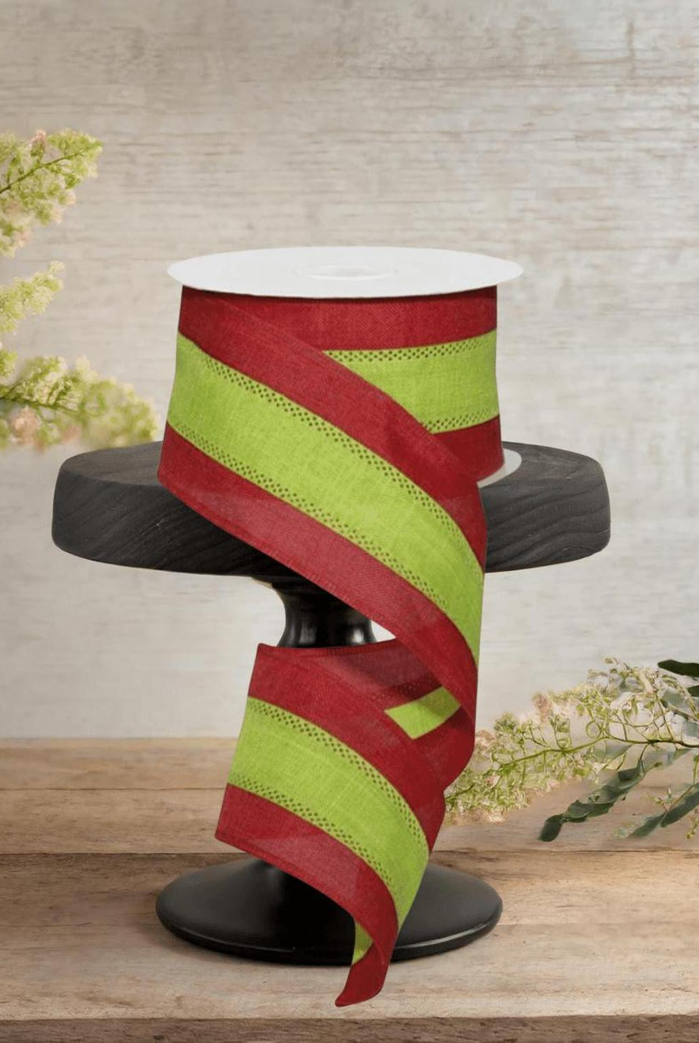 Shop For 2.5" Tricolor Striped Ribbon: Red/Lime Green (10 Yards)