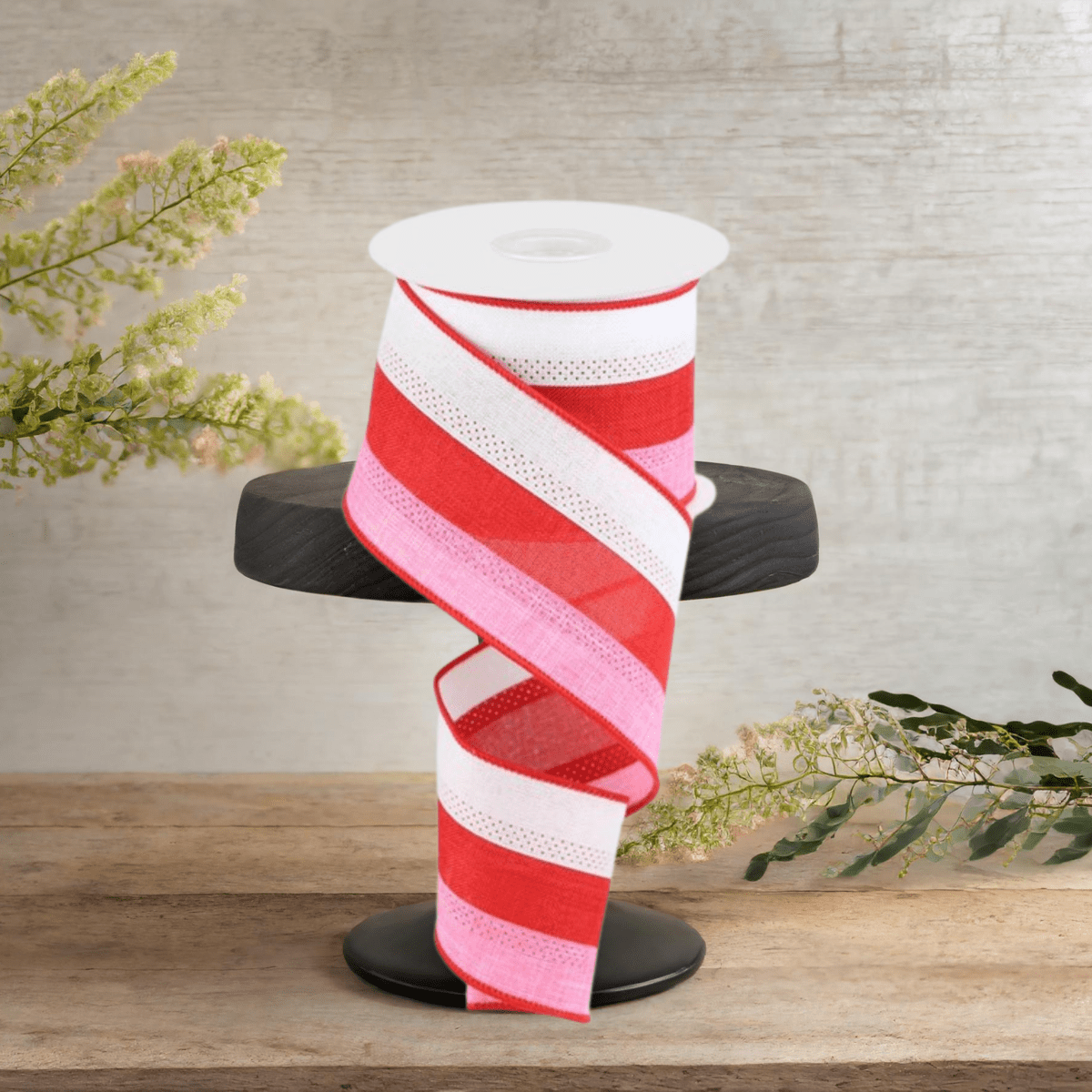 Shop For 2.5" Tricolor Striped Ribbon: White, Pink, and Red (10 Yards)