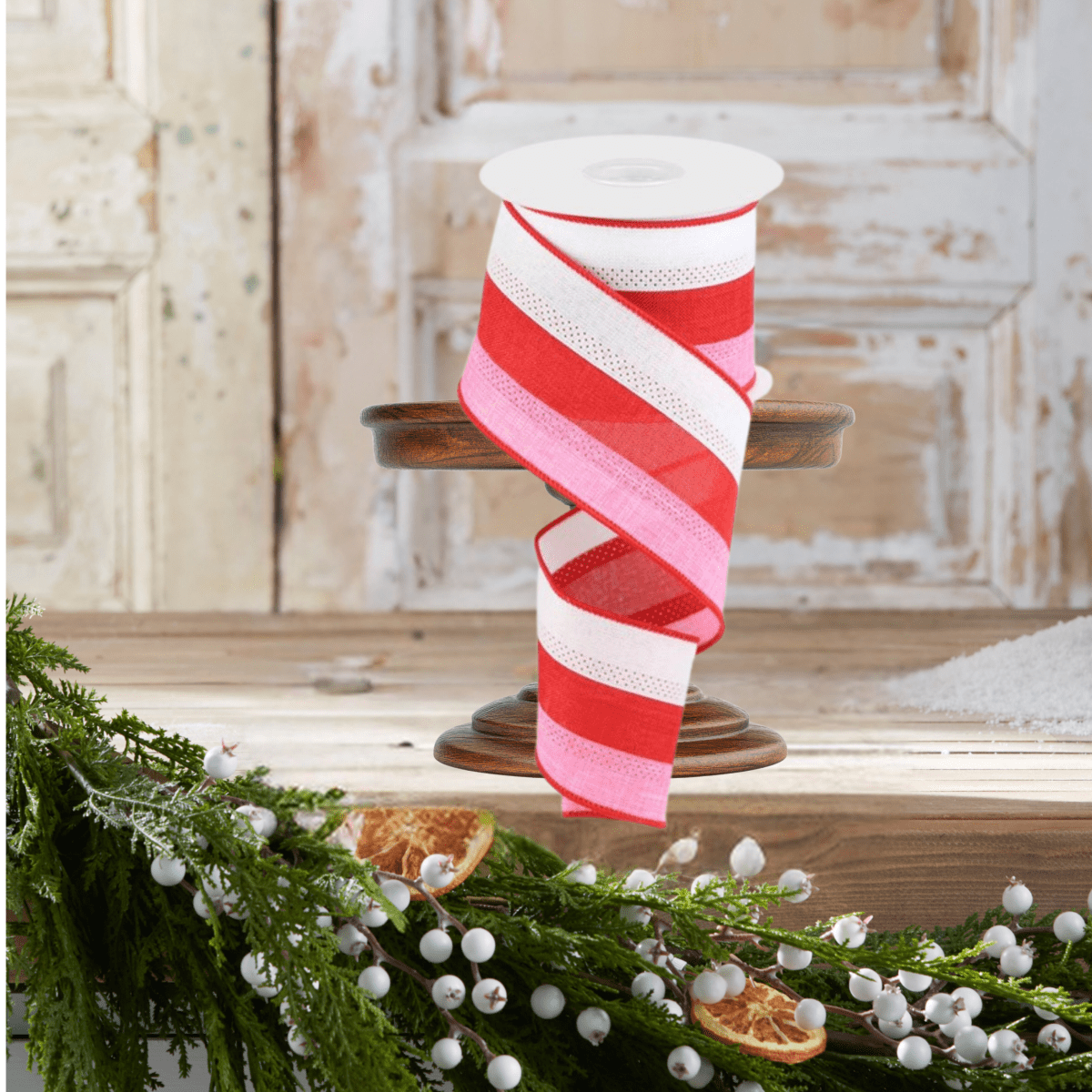 Shop For 2.5" Tricolor Striped Ribbon: White, Pink, and Red (10 Yards)