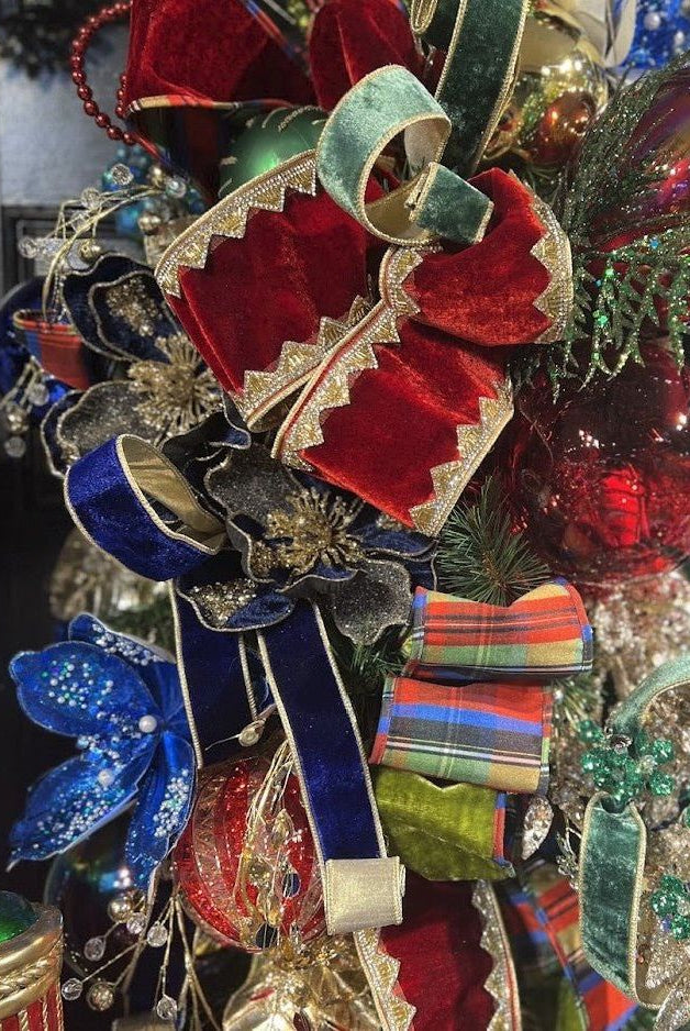 Shop For 2.5" Two Tone Velvet Ribbon: Navy/Gold (10 Yards)