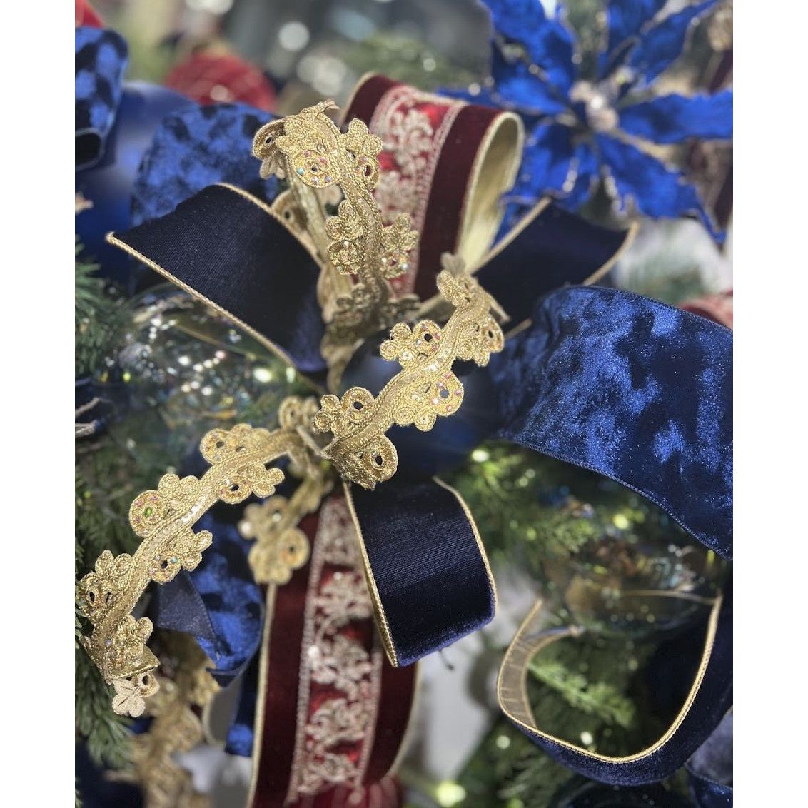 Shop For 2.5" Two Tone Velvet Ribbon: Navy/Gold (10 Yards)