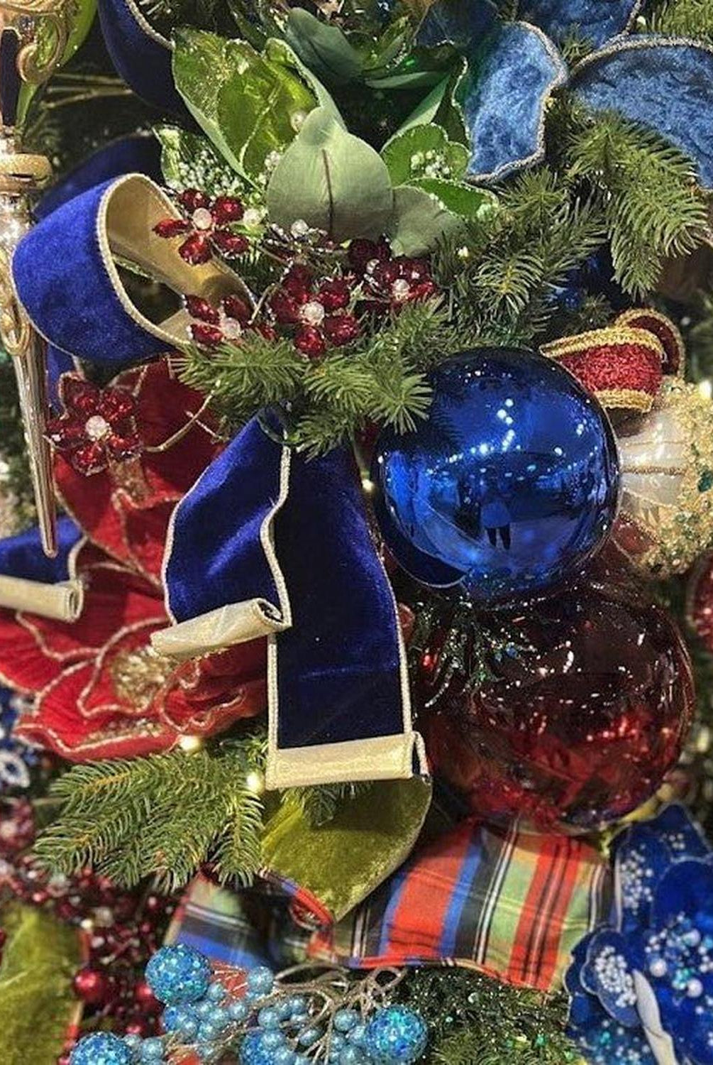 2.5" Two Tone Velvet Ribbon: Navy/Gold (10 Yards)