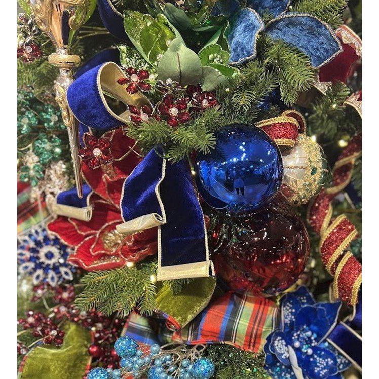 Shop For 2.5" Two Tone Velvet Ribbon: Navy/Gold (10 Yards)