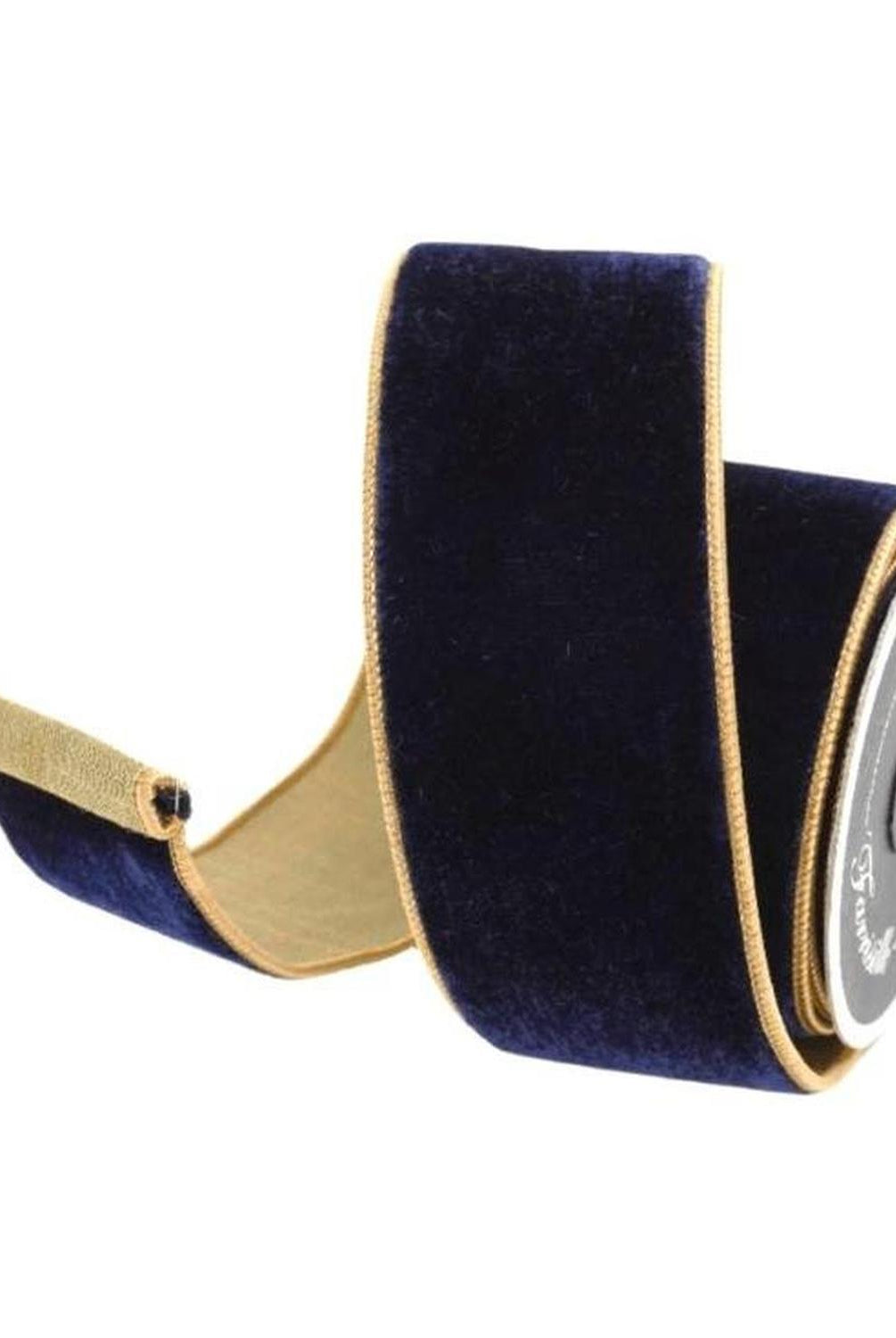 2.5" Two Tone Velvet Ribbon: Navy/Gold (10 Yards)