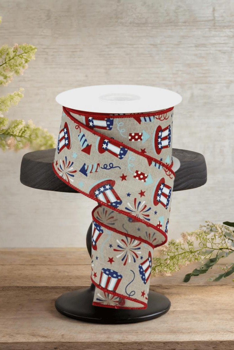 Shop For 2.5" Uncle Sam Fireworks Ribbon: Natural (10 Yards)