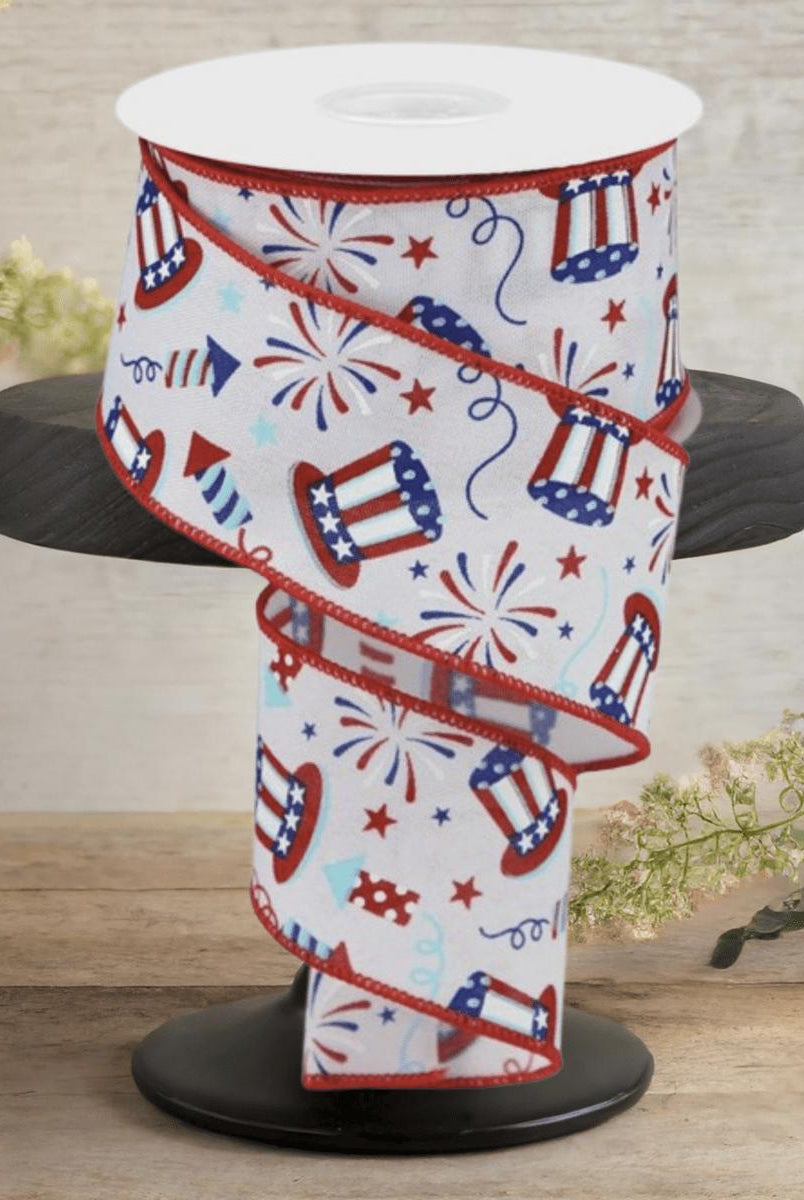 Shop For 2.5" Uncle Sam Fireworks Ribbon: White (10 Yards)