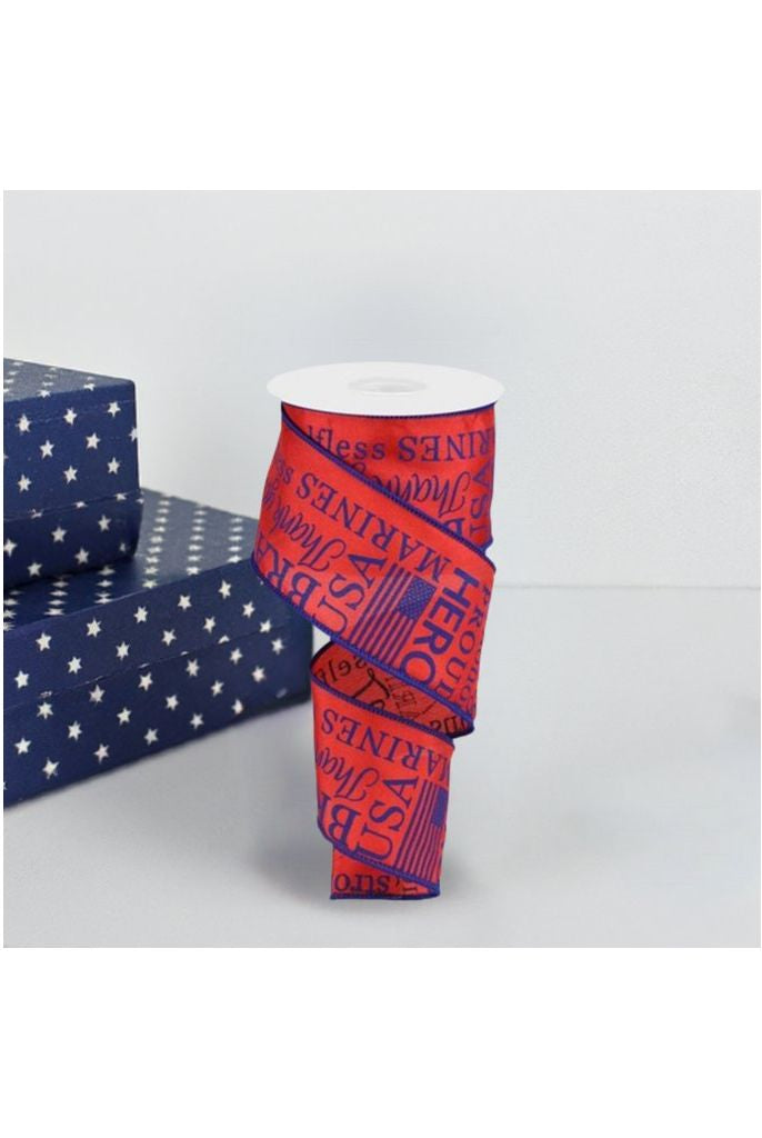 Shop For 2.5" United States Marine Ribbon: Red & Blue (10 Yards) at Michelle's aDOORable Creations