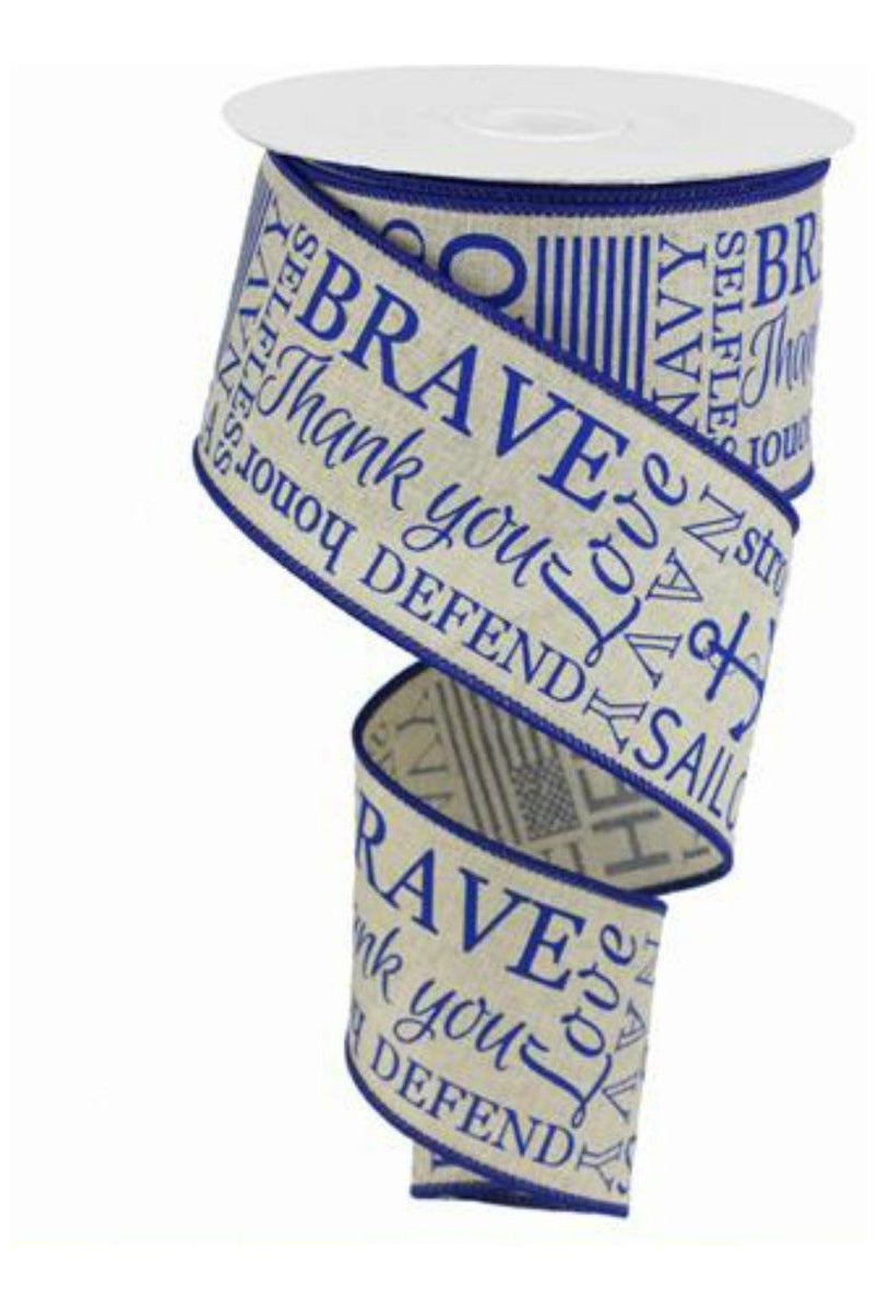 Shop For 2.5" United States Navy Ribbon: Natural & Blue (10 Yards)