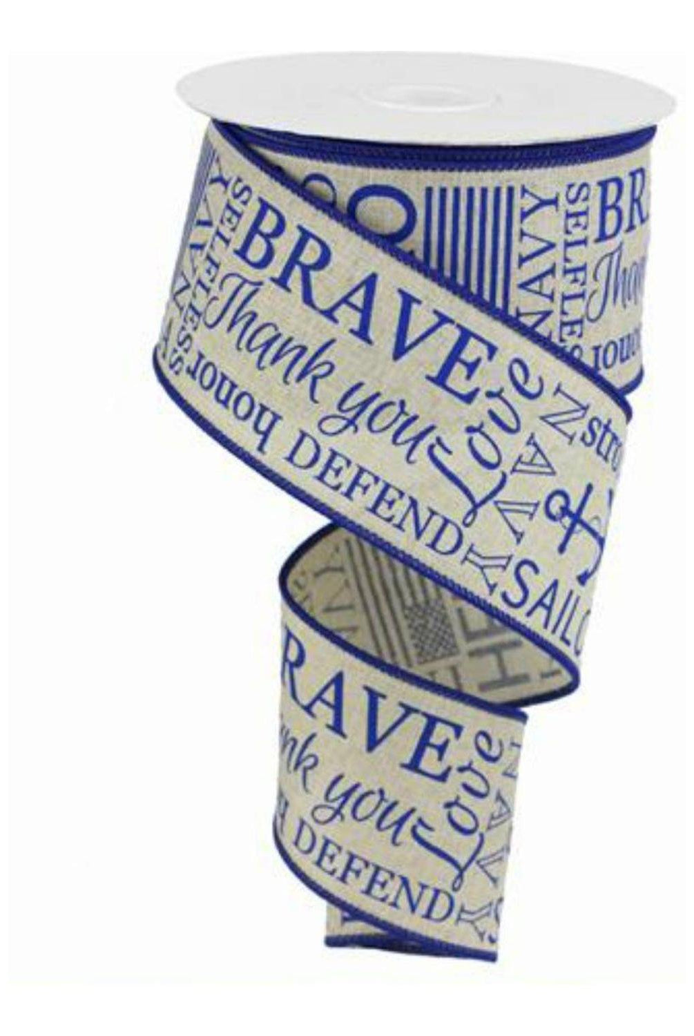 2.5" United States Navy Ribbon: Natural & Blue (10 Yards)