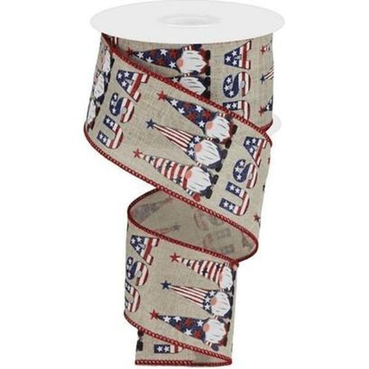 Shop For 2.5" USA Patriotic Gnome Ribbon: Natural (10 Yards)