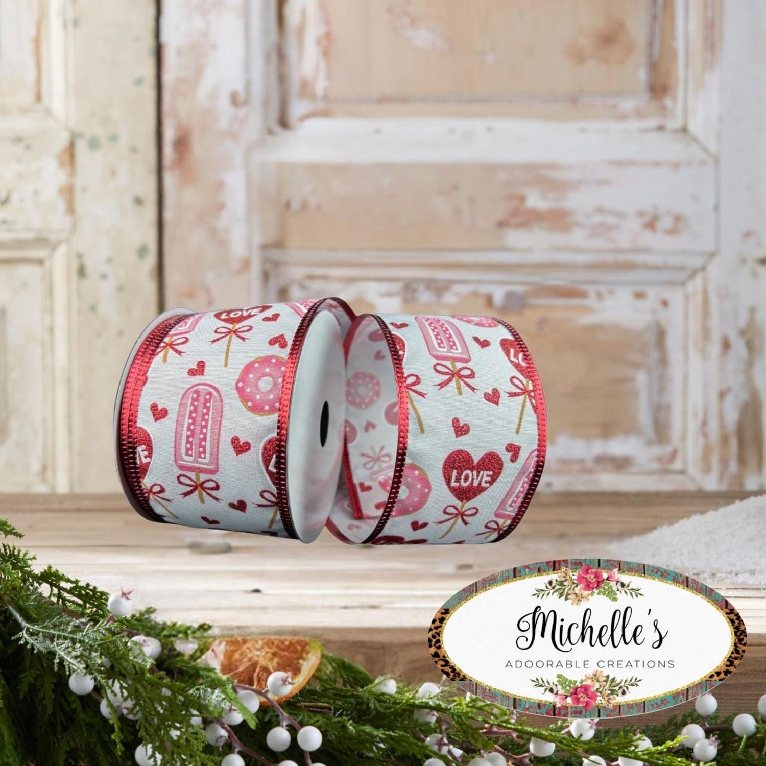 Shop For 2.5" Valentine Candy and Donuts Ribbon: White (10 Yards)