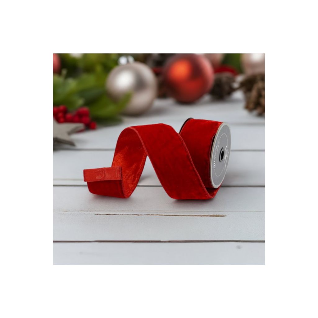Shop For 2.5" Velvet Luster Ribbon: Red (10 Yards) at Michelle's aDOORable Creations