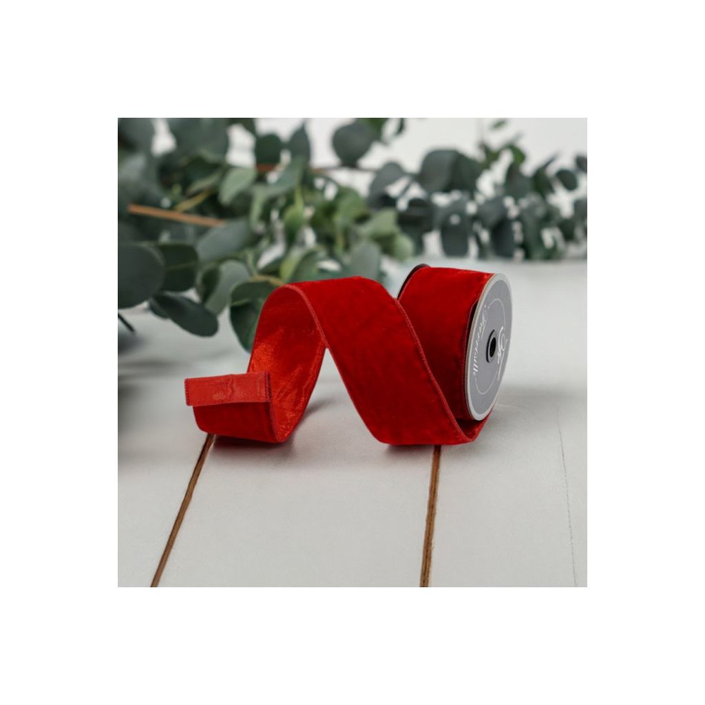 Shop For 2.5" Velvet Luster Ribbon: Red (10 Yards) at Michelle's aDOORable Creations