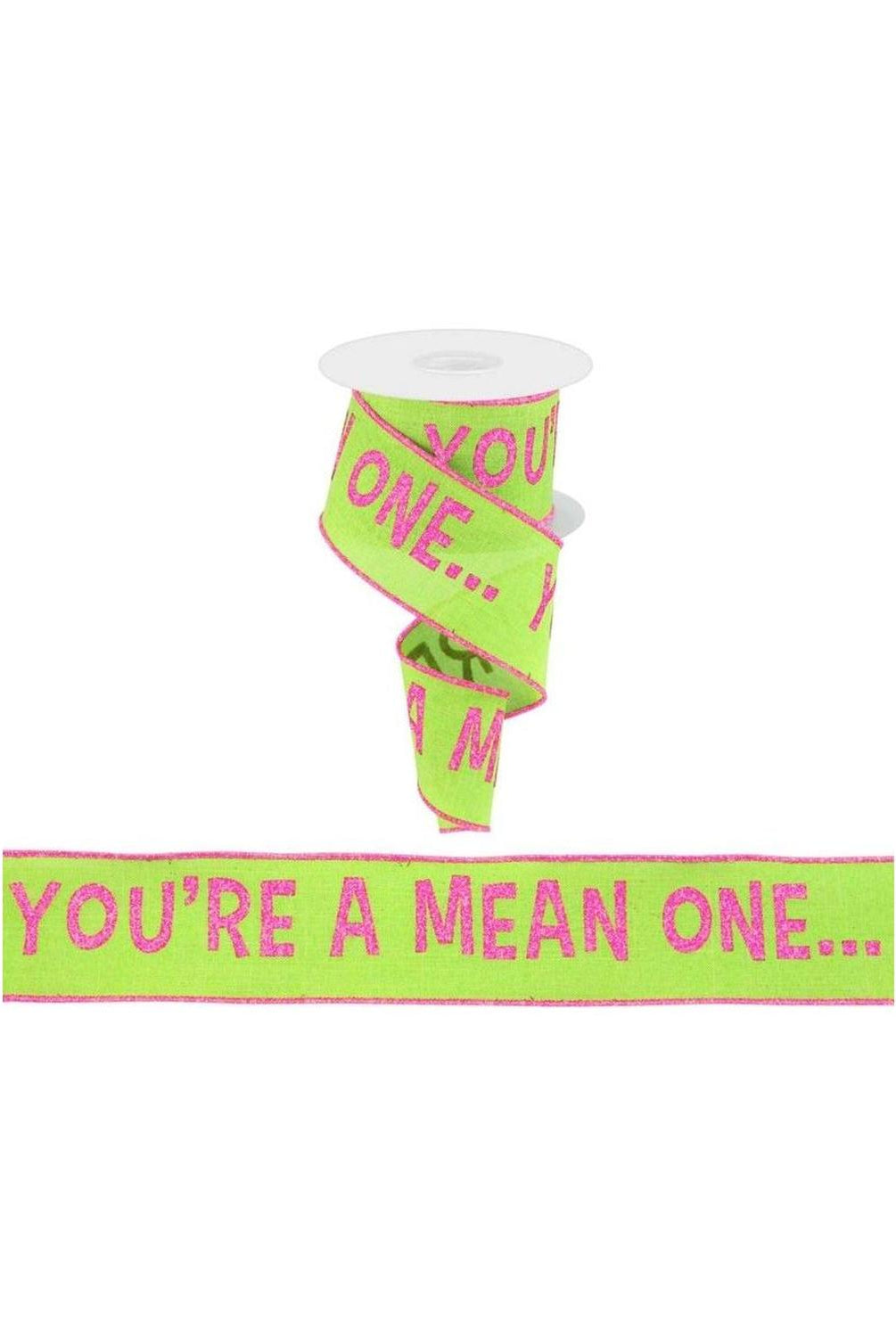 2.5" Velvet You're A Mean One Ribbon: Pink/Green (10 Yards)
