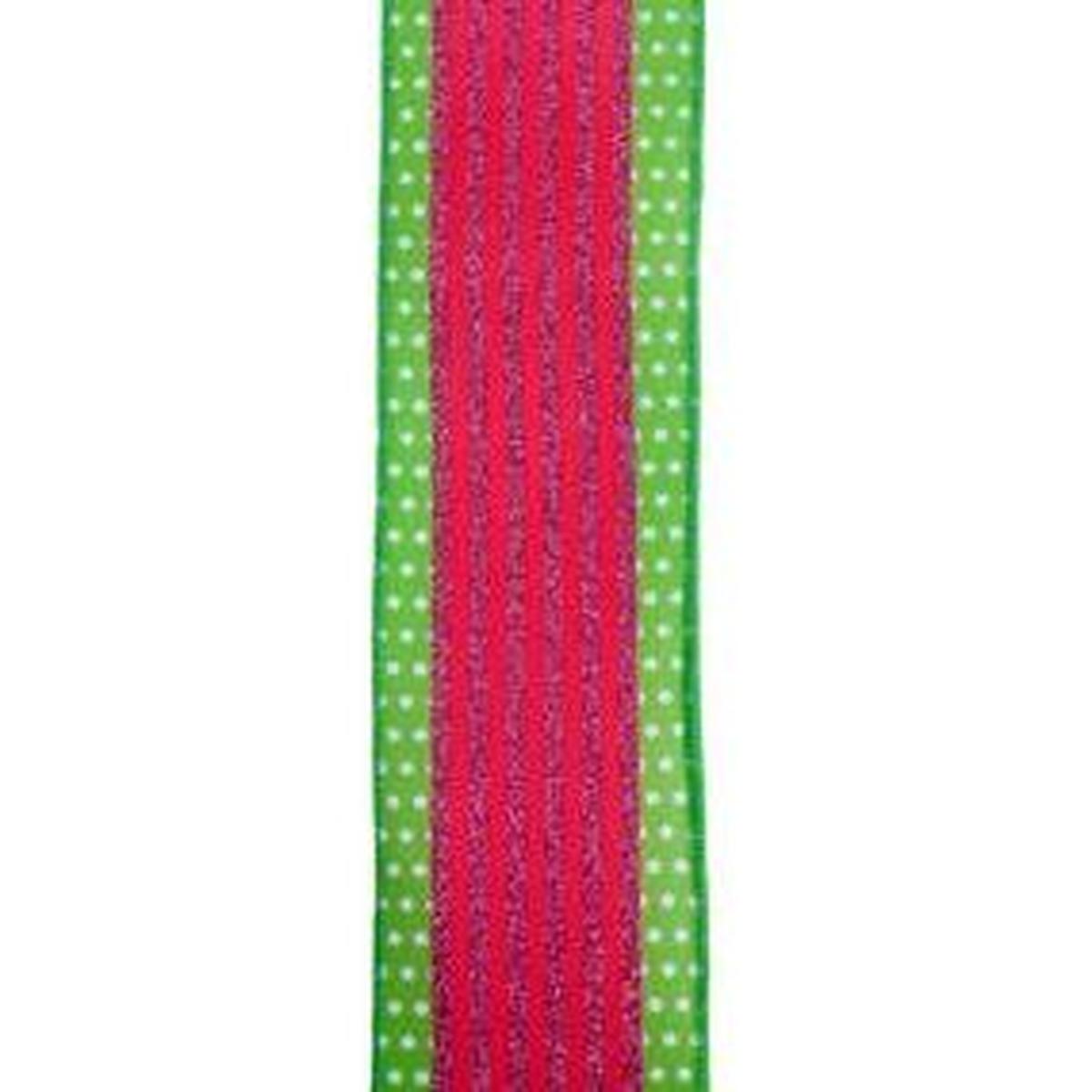 Shop For 2.5" Vertical Stripe Polka Dot Edge Ribbon: Green, Red, Pink at Michelle's aDOORable Creations
