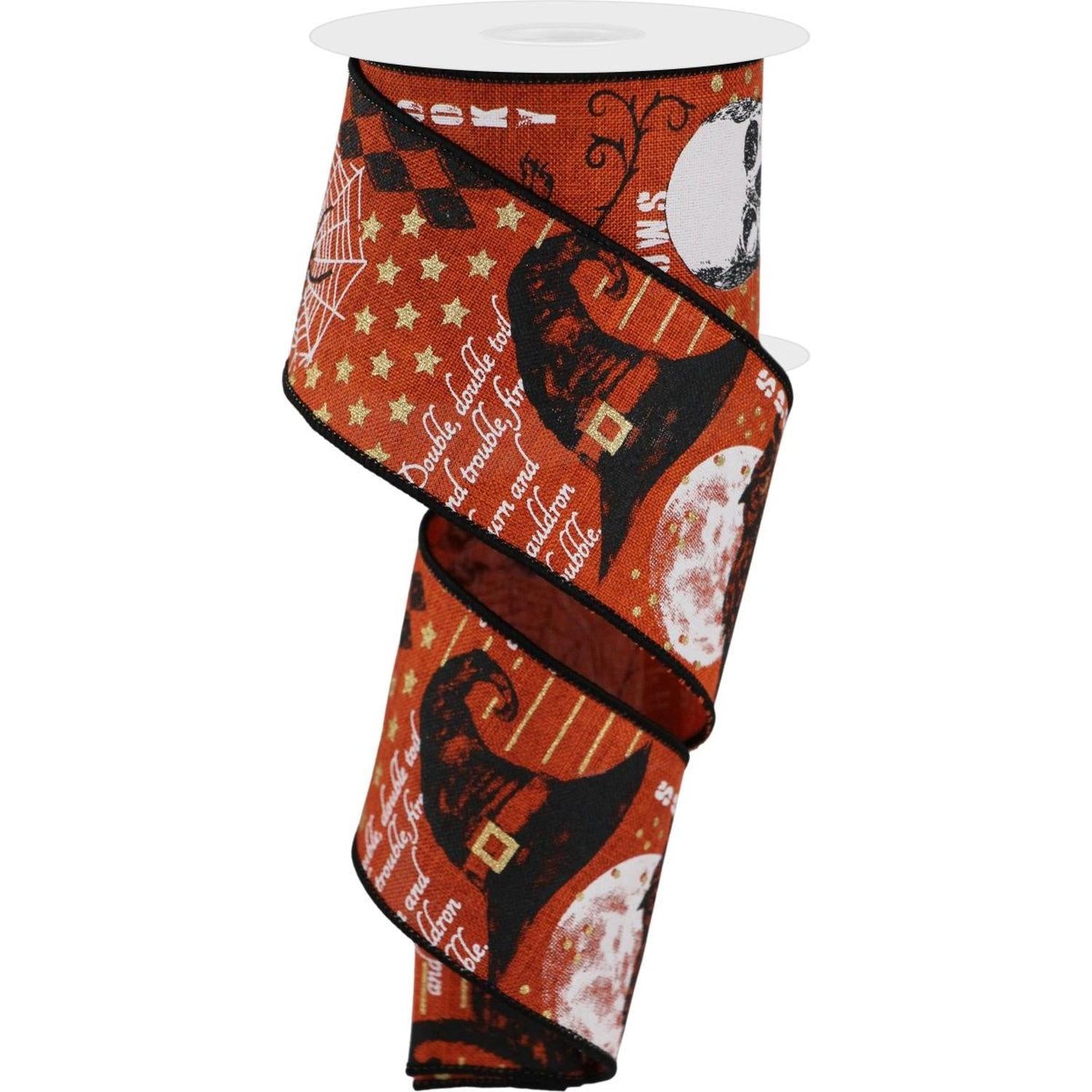 2.5" Vintage Halloween Ribbon: Orange (10 Yards)