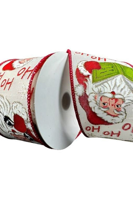 Shop For 2.5" Vintage Santa Ho Ho Ho Ribbon: Ivory (10 Yards) at Michelle's aDOORable Creations
