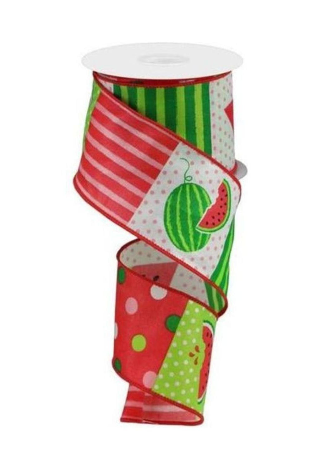 2.5" Watermelon Block Ribbon: White (10 Yards)