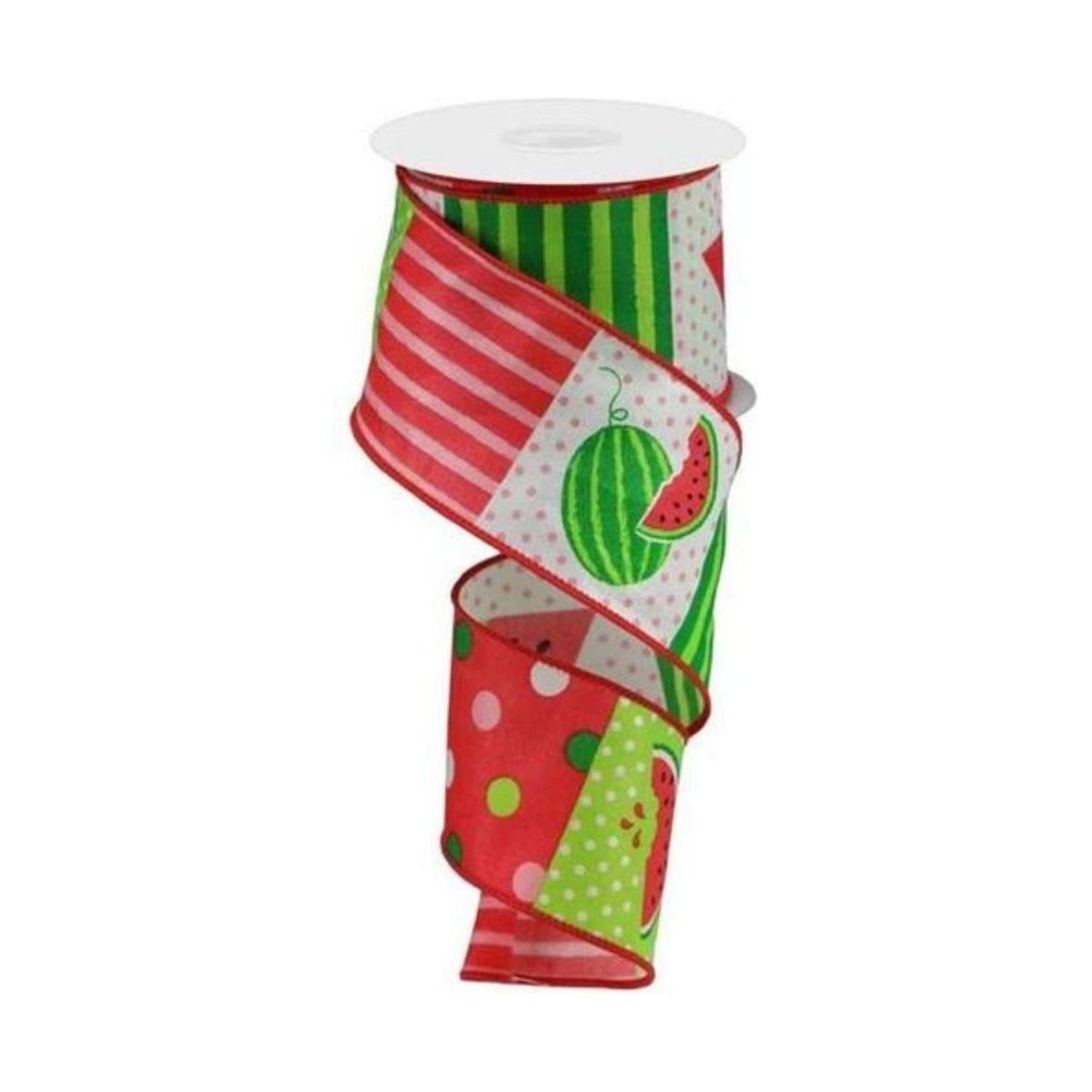 Shop For 2.5" Watermelon Block Ribbon: White (10 Yards)