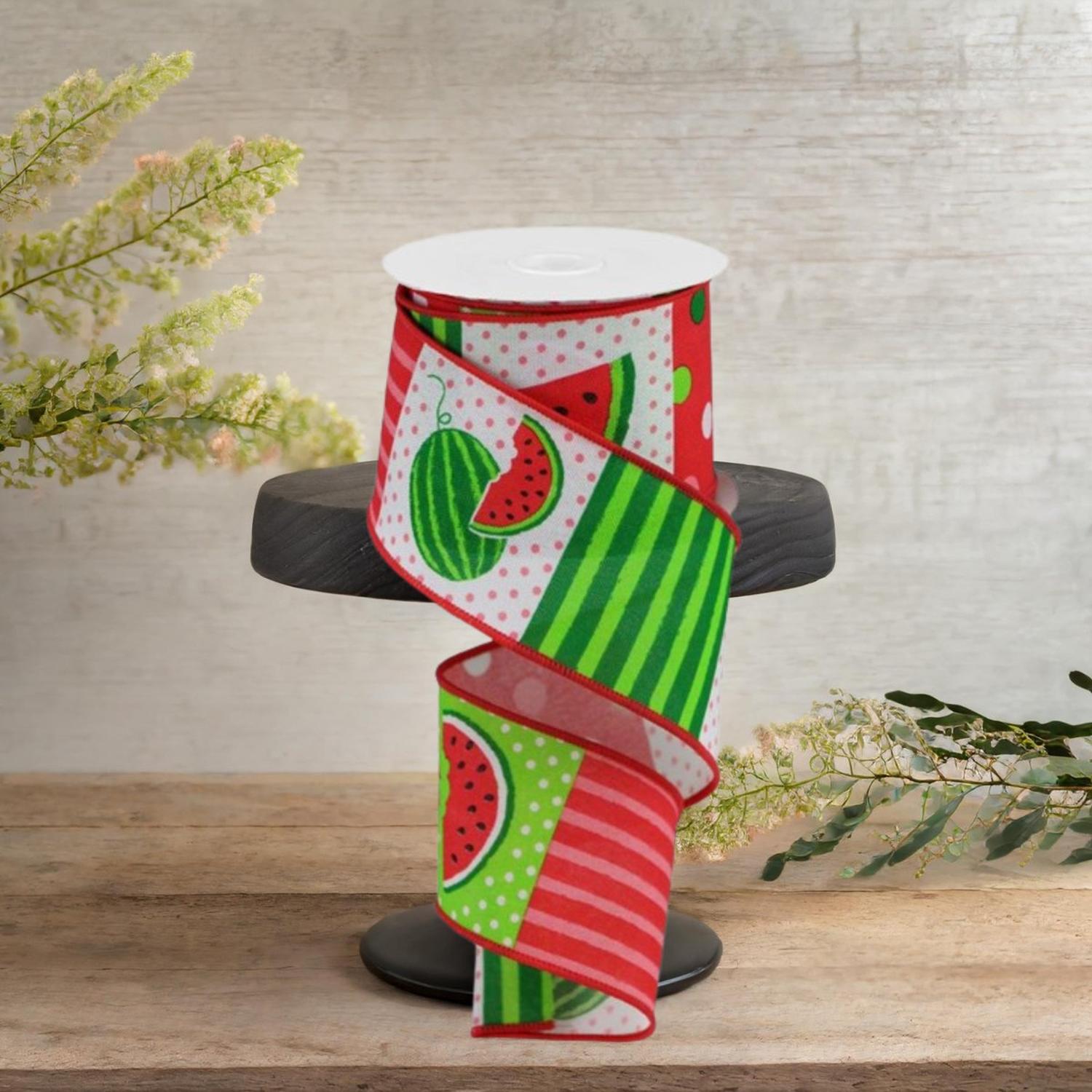 Shop For 2.5" Watermelon Block Royal Ribbon: White (10 Yards)