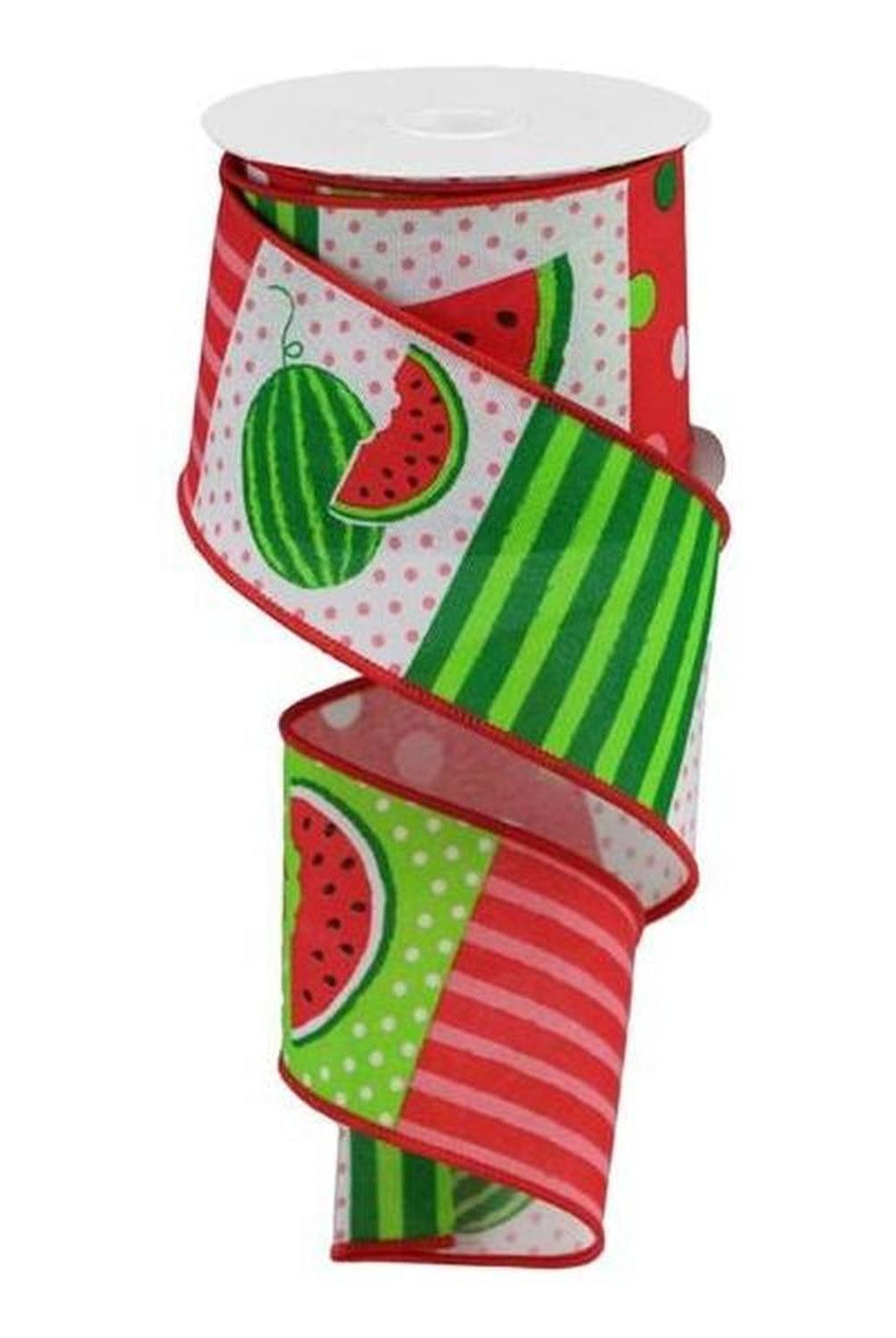 2.5" Watermelon Block Royal Ribbon: White (10 Yards)
