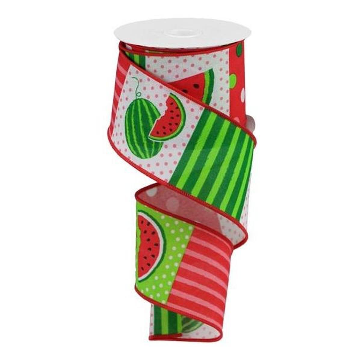 Shop For 2.5" Watermelon Block Royal Ribbon: White (10 Yards)